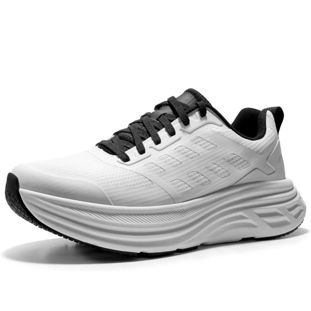 Nortiv 8 White Athletic Running Shoe Sneaker with Black Accents